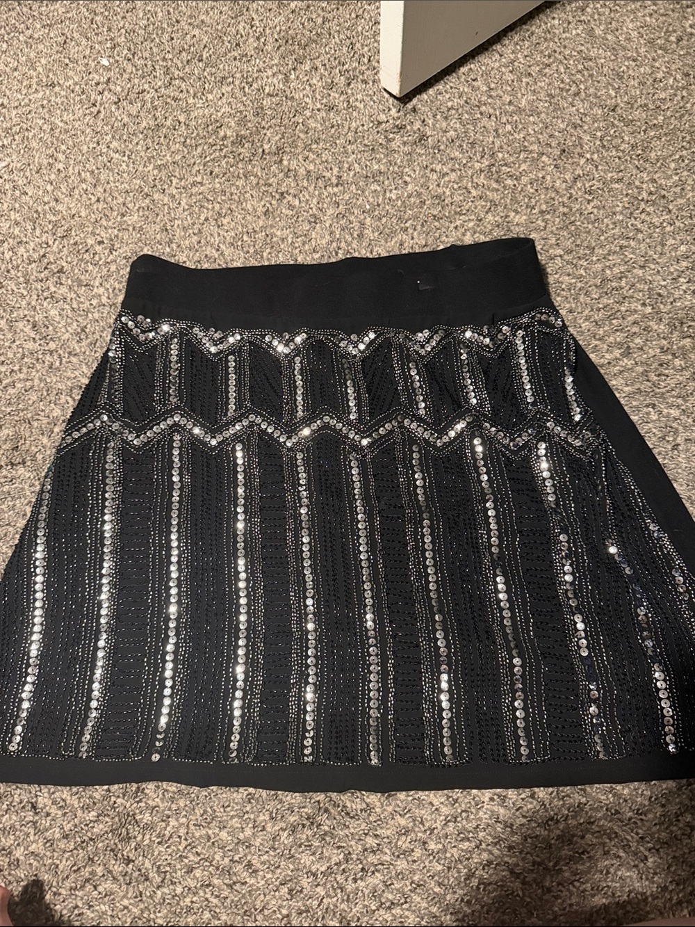 torrid Black Mini Skirt with Silver Sequin Stripes